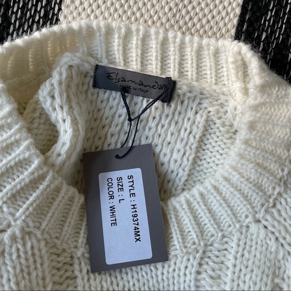 Anthropology Elsamanda Wool & Alpaca Fringed Sweater Italian Made NWT Size: L - Picture 6 of 7